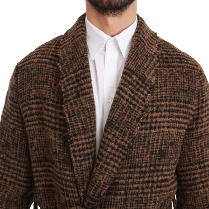 Elegant Brown Alpaca Blend Bled Cape Jacket