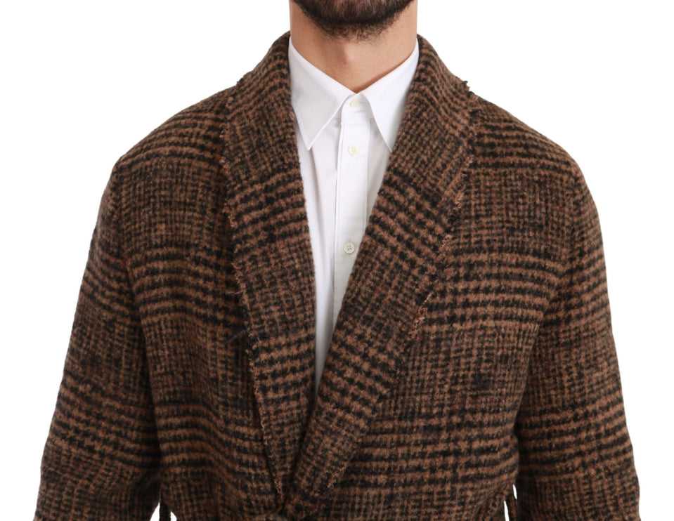 Elegant Brown Alpaca Blend Bled Cape Jacket