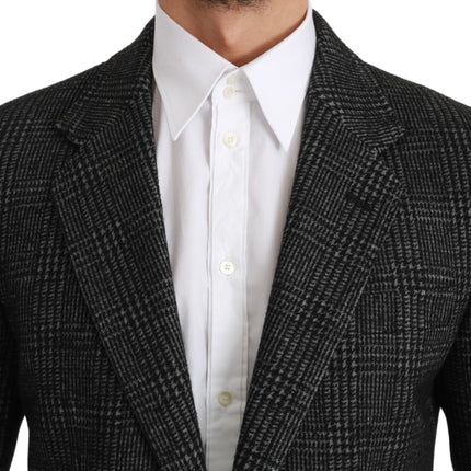 Blazer élégant à carreaux gris gris