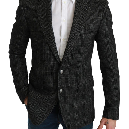 Blazer élégant à carreaux gris gris