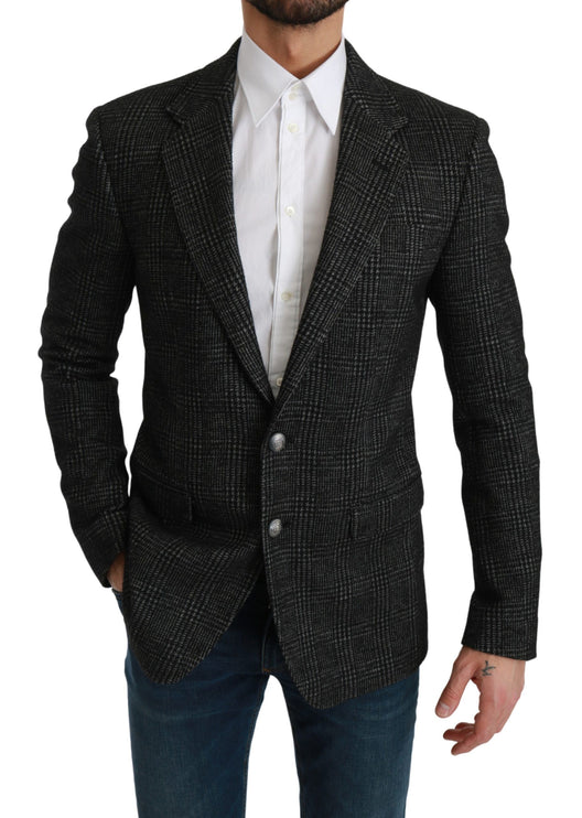 Blazer élégant à carreaux gris gris