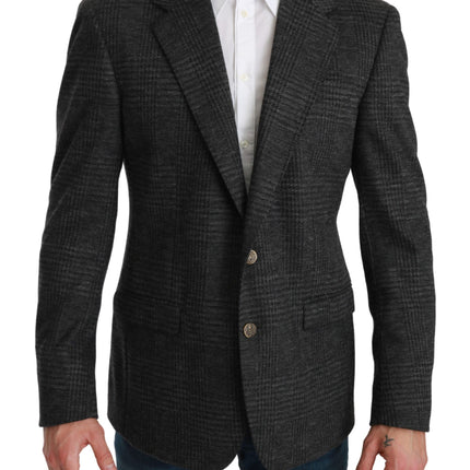 Élégant blazer en laine vierge à carre