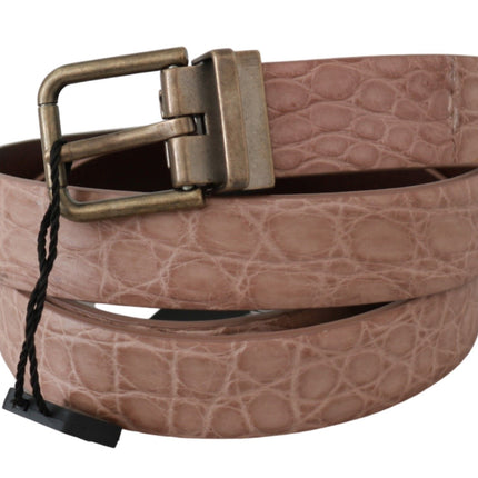 Elegant Exotic Skin Brushed Gold Buckle Belt