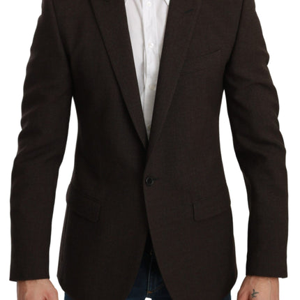 Élégant blazer martini de laine de laine brune brune