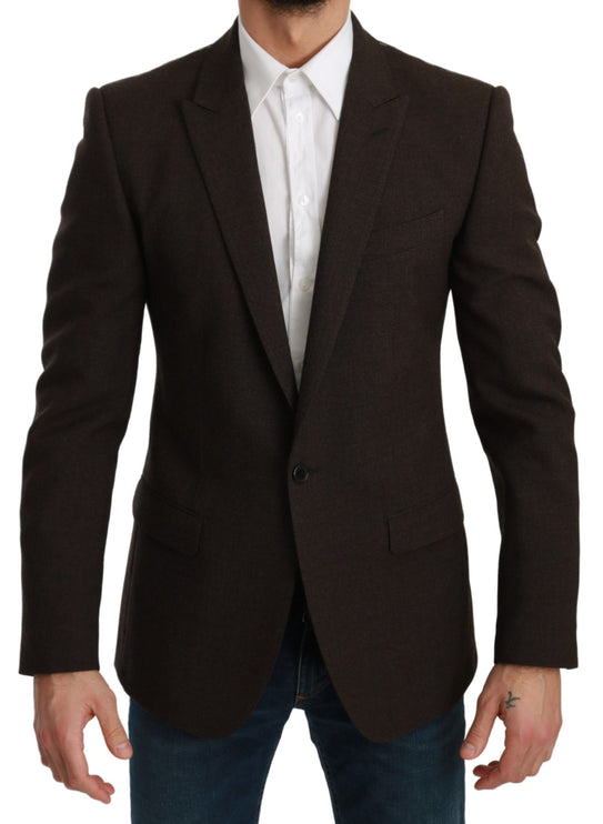 Élégant blazer martini de laine de laine brune brune