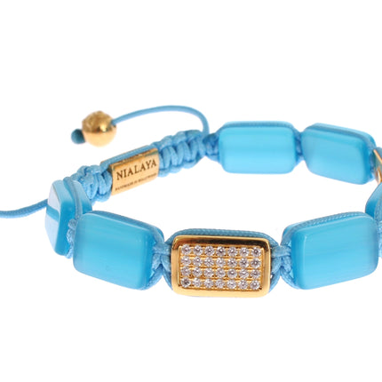 Elegant Blue Opal & Diamond-Studded Bracelet