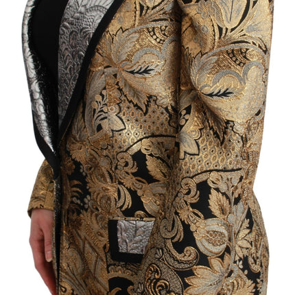 Elegant Gold Floral Jacquard Blazer