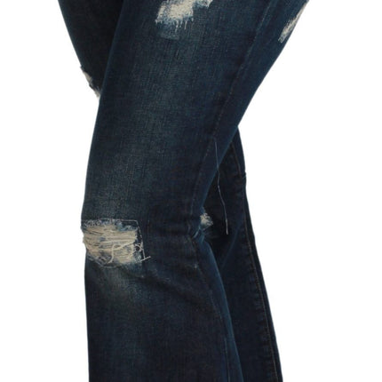 Chic High Taille Flare Denim Queen broderie