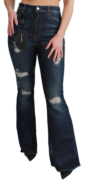 Chic High Taille Flare Denim Queen broderie