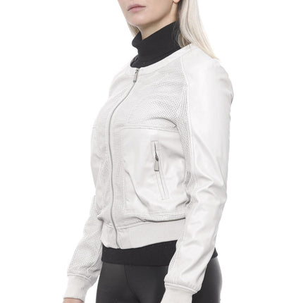 Jacket en faux cuir perforé beige chic