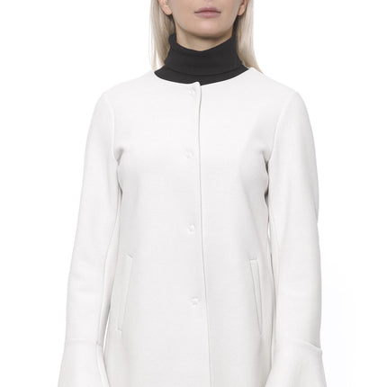 Elegante witte neopreen vrouw jas