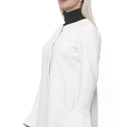 Elegante witte neopreen vrouw jas