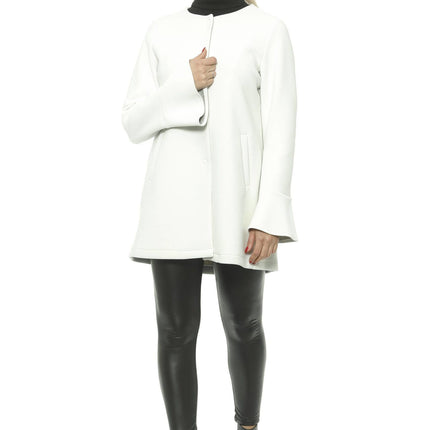 Elegante witte neopreen vrouw jas