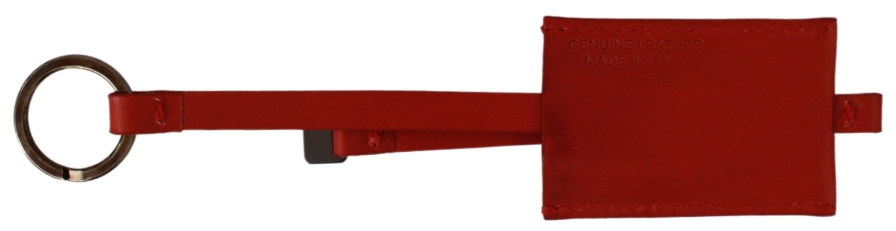 Elegante sleutelhanger van leer en metaal - Rood