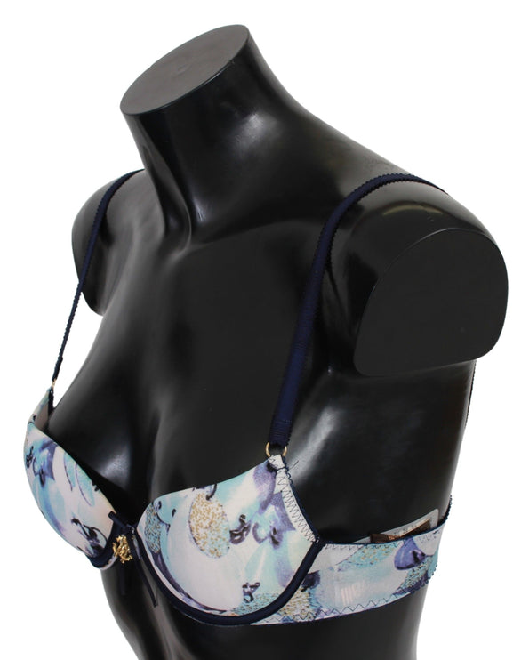 Bra push-up élégant en imprimé bleu