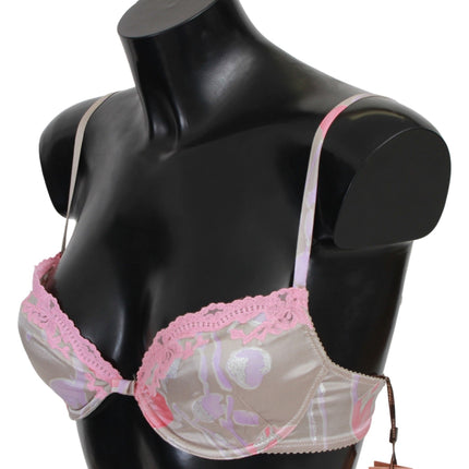 Bra push up in seta in pizzo rosa chic