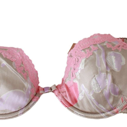 Bra push up in seta in pizzo rosa chic