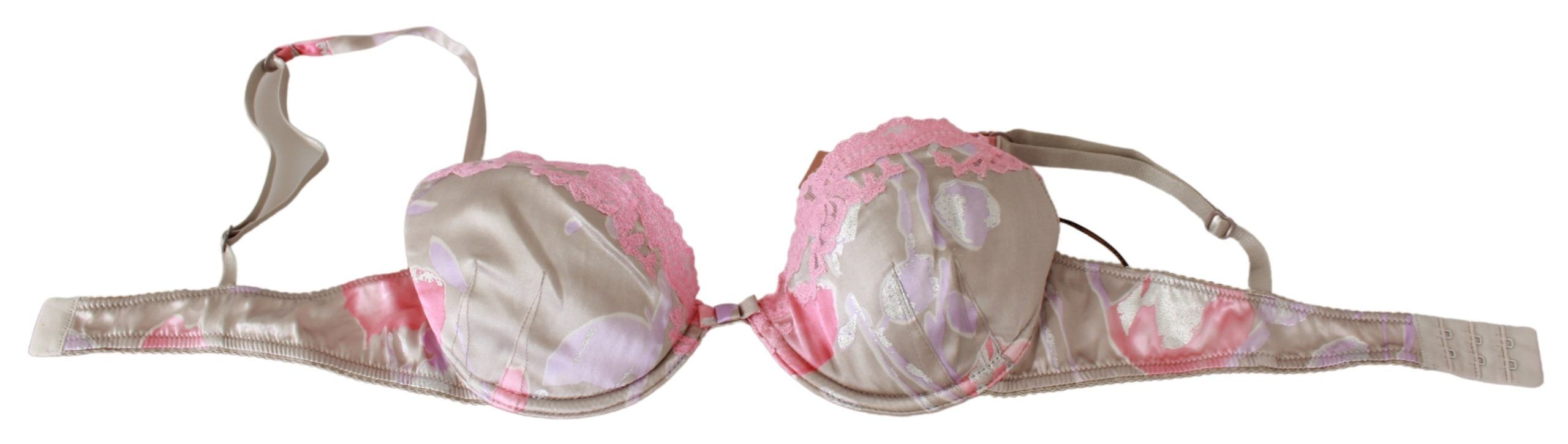 Bra push up in seta in pizzo rosa chic