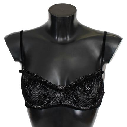 Reggiseno balconcino in maglia nera elegante