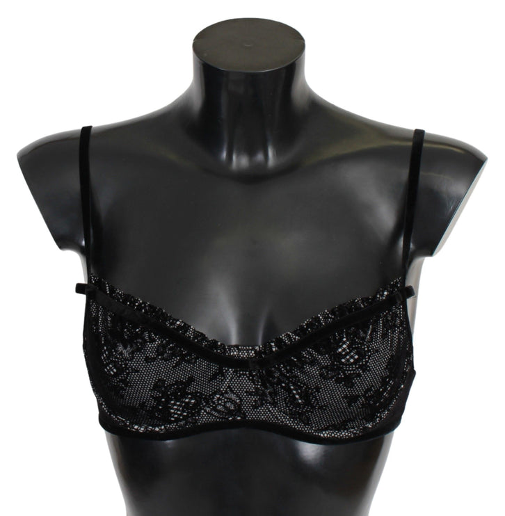 Reggiseno balconcino in maglia nera elegante