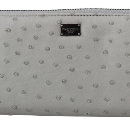 Elegante cartera continental de piel de avestruz