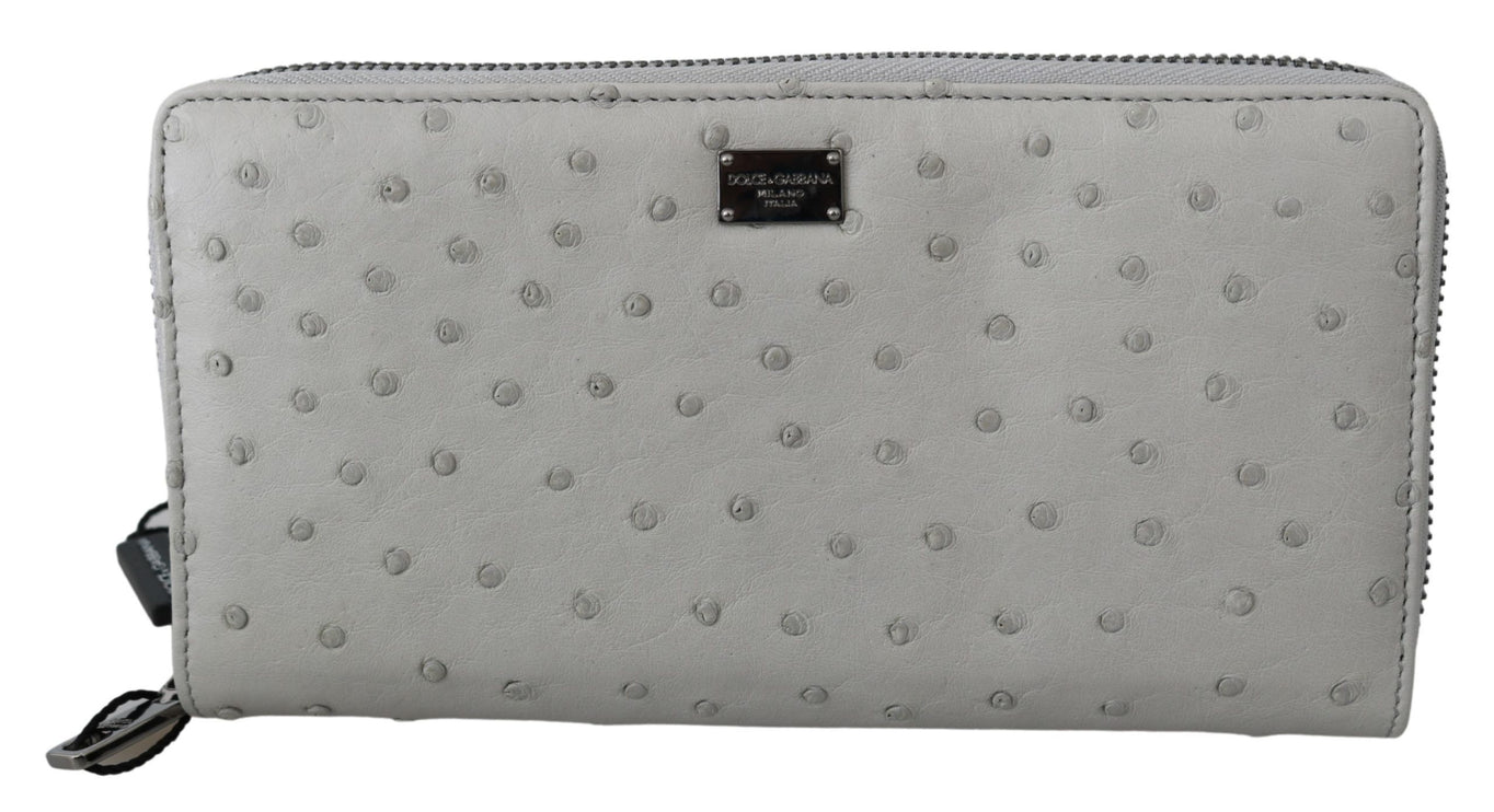 Elegante cartera continental de piel de avestruz