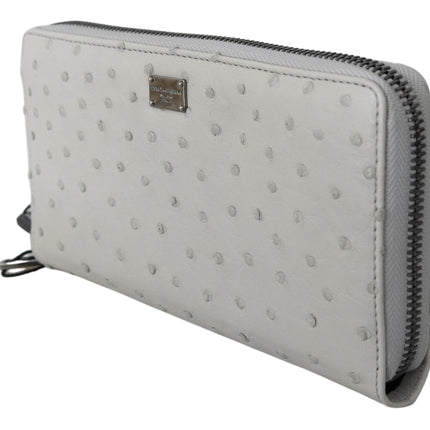 Elegante cartera continental de piel de avestruz