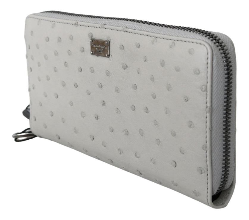 Elegante cartera continental de piel de avestruz