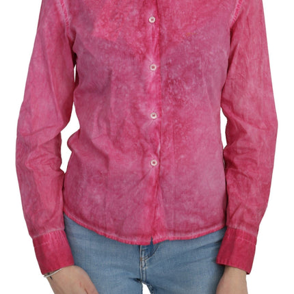 Chic Pink Cotton Polo Blouse door Ermanno Scervino