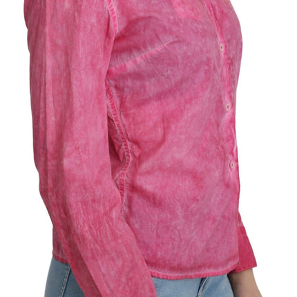 Chic Pink Cotton Polo Blouse door Ermanno Scervino