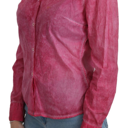 Chic Pink Cotton Polo Blouse door Ermanno Scervino