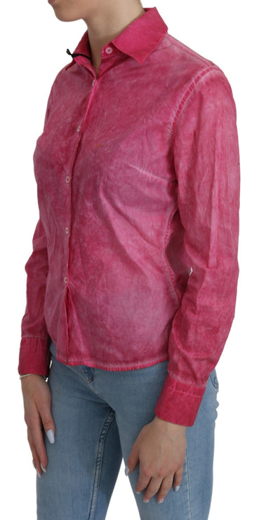 Chic Pink Cotton Polo Blouse di Ermanno Sciarino