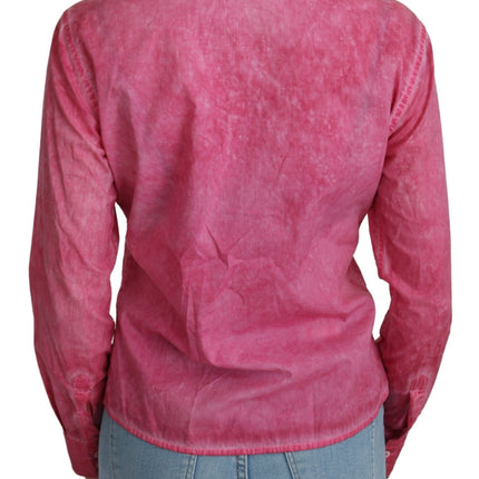 Chic Pink Cotton Polo Blouse door Ermanno Scervino