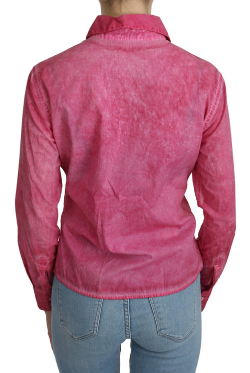 Chic Pink Cotton Polo Blouse di Ermanno Sciarino