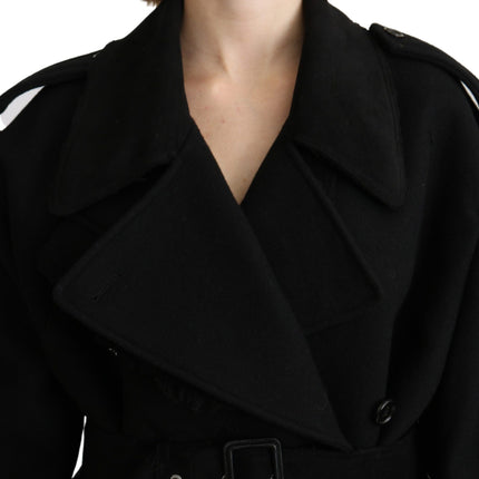 Elegant Black Wool Trenchcoat