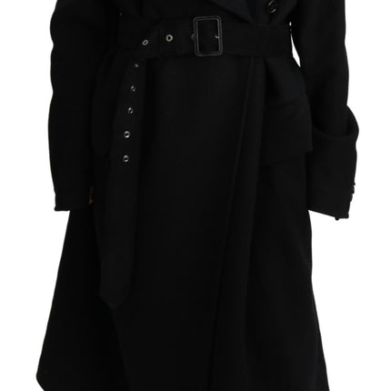 Elegant Black Wool Trenchcoat