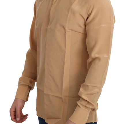 Elegant Yellow Silk Men's Formal Shirt