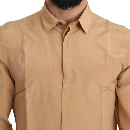 Elegant Yellow Silk Men's Formal Shirt