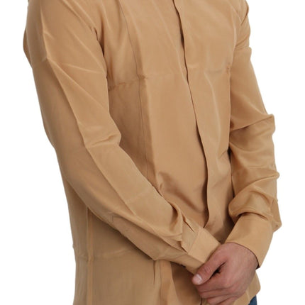 Elegant Yellow Silk Men's Formal Shirt