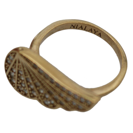 Elegant Gold-Crystal Embellished Ring