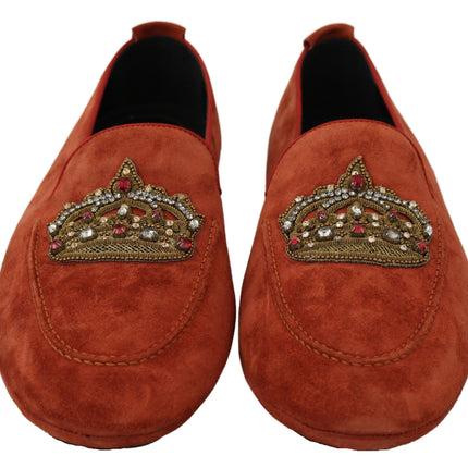 Eleganti pantofole di moccasina in pelle arancione