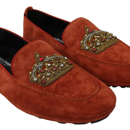 Eleganti pantofole di moccasina in pelle arancione