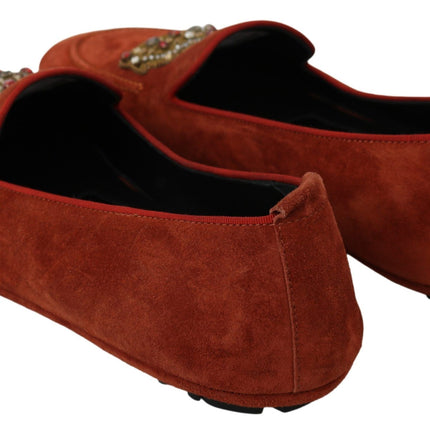 Eleganti pantofole di moccasina in pelle arancione