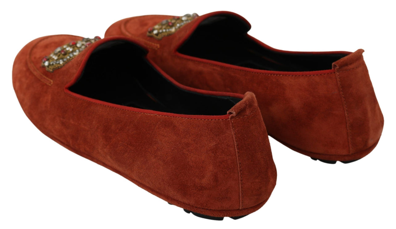 Eleganti pantofole di moccasina in pelle arancione