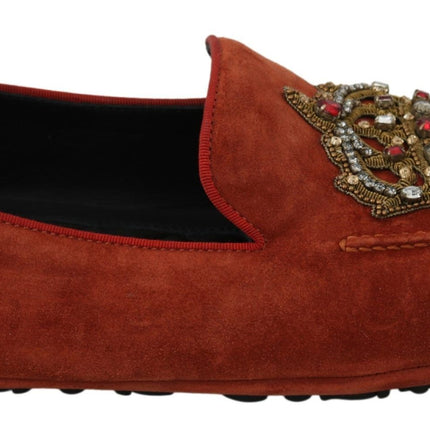 Eleganti pantofole di moccasina in pelle arancione