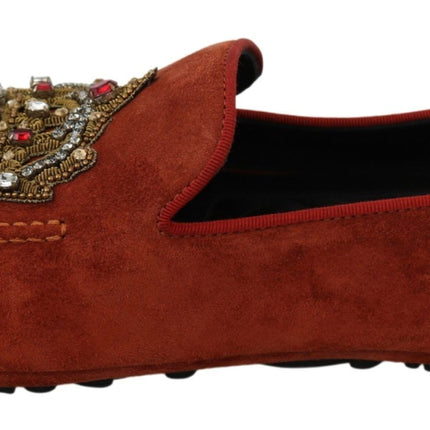 Eleganti pantofole di moccasina in pelle arancione