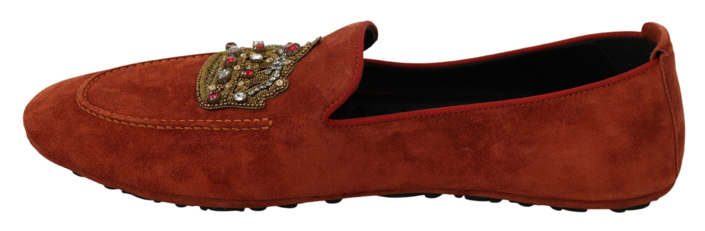 Eleganti pantofole di moccasina in pelle arancione