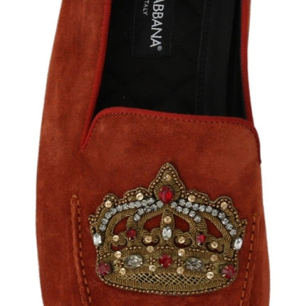 Eleganti pantofole di moccasina in pelle arancione