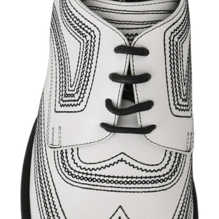 Elegant White Leather Derby Shoes