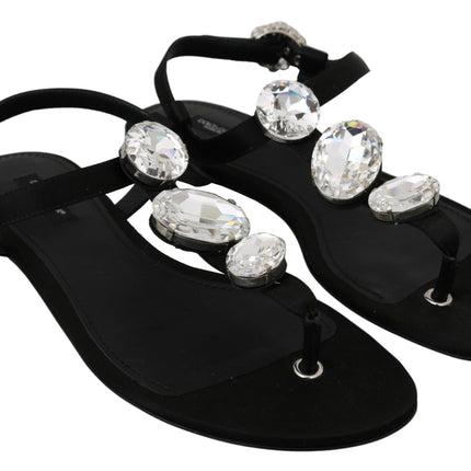 Elegant Crystal-Embellished Silk Sandals